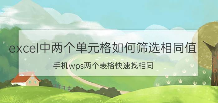 excel中两个单元格如何筛选相同值 手机wps两个表格快速找相同？